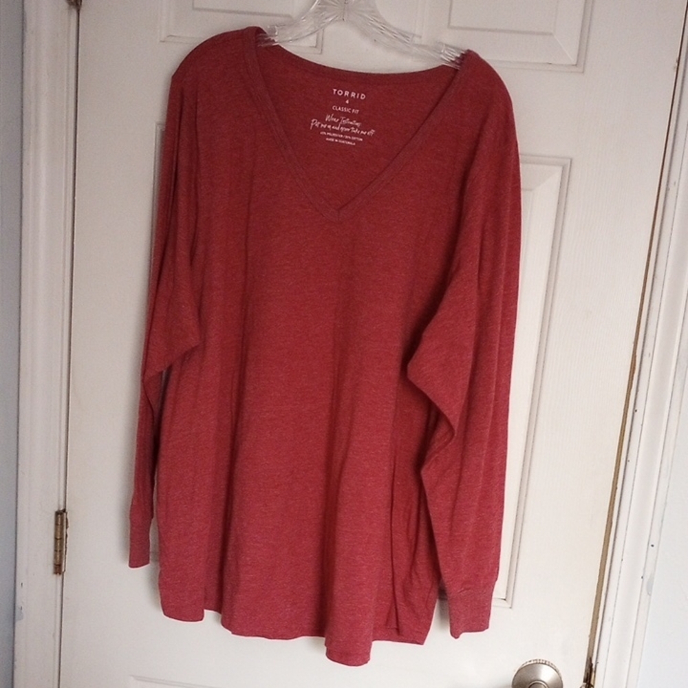 Torrid Classic Fit Red V-Neck Top